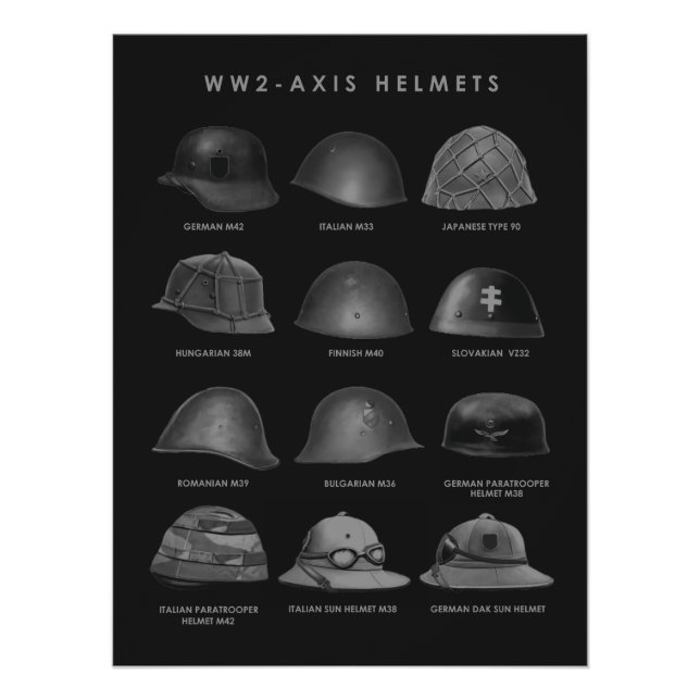 WW2 - Axis Helmets  Poster (Front)