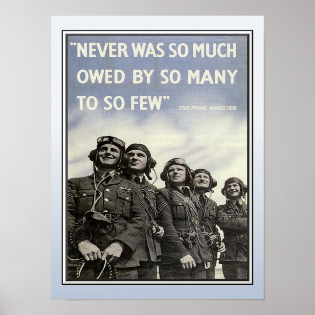 WW2 Churchill Quotation Military Veterans Poster (Front)