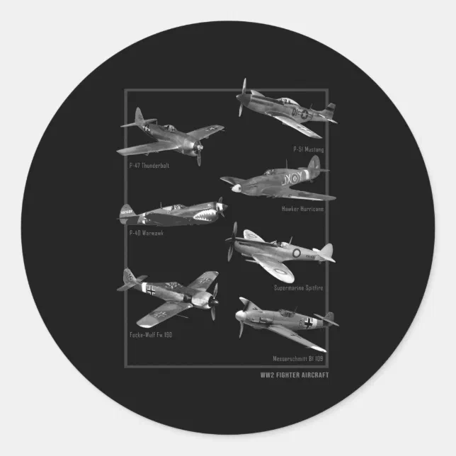 Ww2 Fighter Aircraft Classic Round Sticker | Zazzle