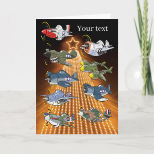 ww2 fighter planes Christmas card template