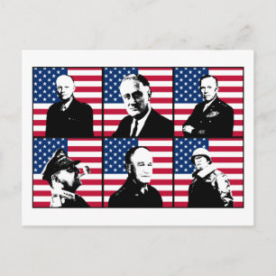 WW2 Heroes and the American Flag Postcard
