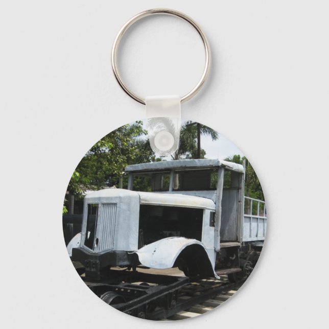 WW2 Military Train at the River Kwai Bridge Key Ring (Front)