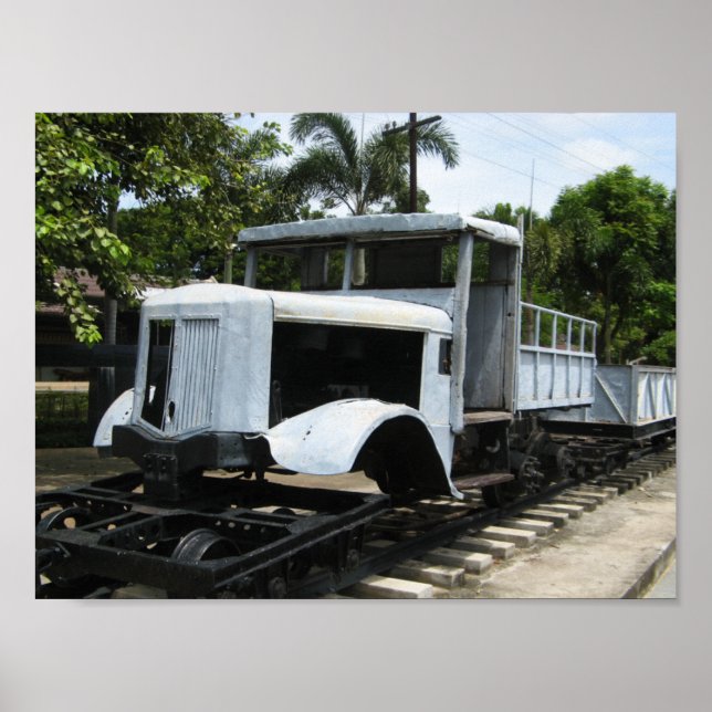 WW2 Military Train at the River Kwai Bridge Poster (Front)