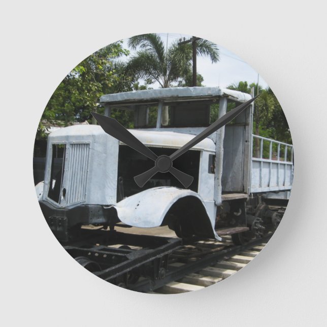 WW2 Military Train at the River Kwai Bridge Round Clock (Front)