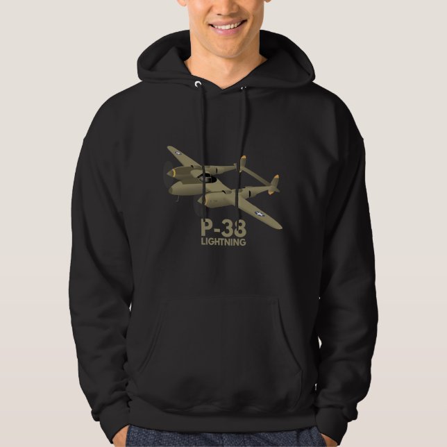 WW2 P-38 Lightning Airplane Hoodie (Front)
