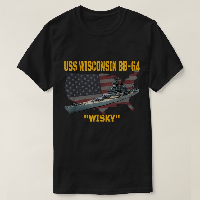 WW2 Ship & Korean War Battleship USS Wisconsin BB- T-Shirt (Design Front)