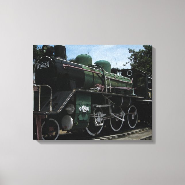 WW2 Steam Train at the River Kwai Bridge Canvas Print (Front)