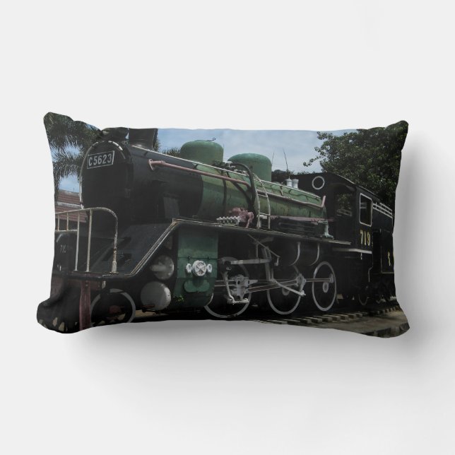 WW2 Steam Train at the River Kwai Bridge Lumbar Cushion (Front)