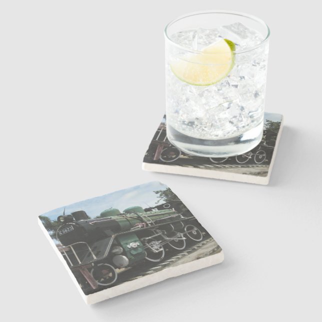 WW2 Steam Train at the River Kwai Bridge Stone Coaster (Side)