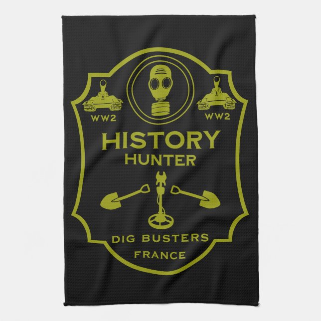 WW2 Trench Battlefield Metal Detecting Club Tea Towel (Vertical)