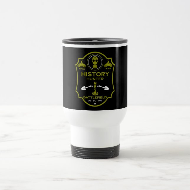 WW2 Trench Battlefield Metal Detectorist Travel Mug (Center)