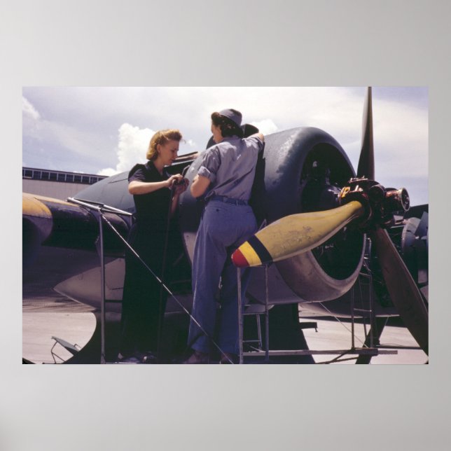 WW2 Women Aeroplane Mechanics Poster (Front)