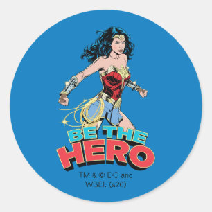 WW84   Be The Hero Wonder Woman Retro Comic Art Classic Round Sticker