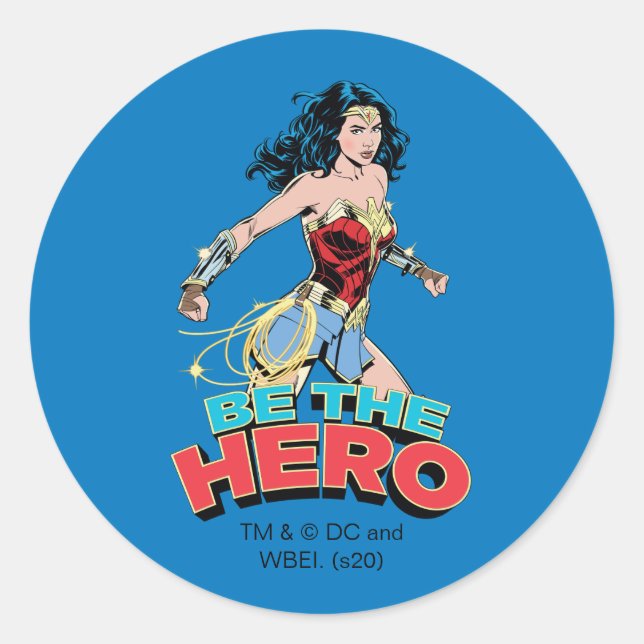 WW84 | Be The Hero Wonder Woman Retro Comic Art Classic Round Sticker (Front)