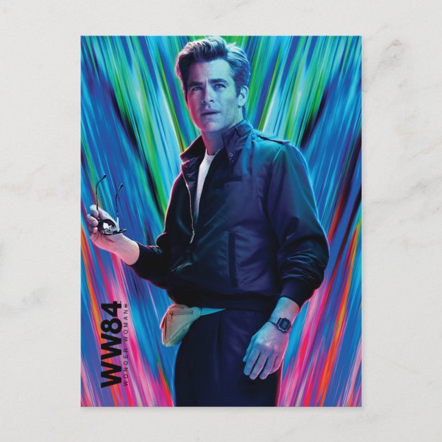 WW84 | Blue-Green Steve Trevor Kaleidoscope Invitation Postcard (Front)