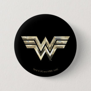 WW84   Golden Wonder Woman Logo 6 Cm Round Badge