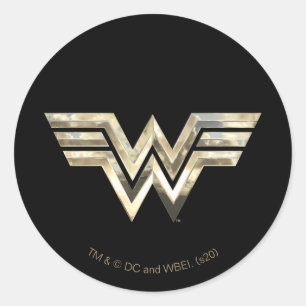 WW84   Golden Wonder Woman Logo Classic Round Sticker
