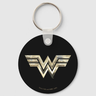 WW84   Golden Wonder Woman Logo Key Ring
