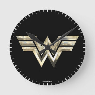 WW84 Golden Wonder Woman Logo Round Clock