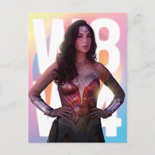 WW84 | Lo Fi Pastel Rainbow Wonder Woman Photo Invitation Postcard (Front)