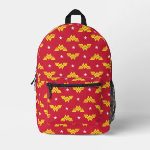 WW84 Red Wonder Woman Logo And Stars Pattern Printed Backpack