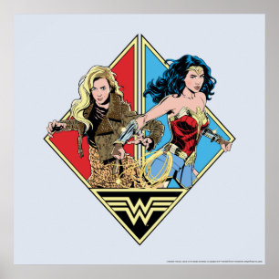 WW84   Retro Comic Barbara Minerva & Wonder Woman Poster