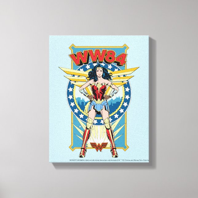 WW84 | Retro Comic Wonder Woman Character Badge Canvas Print (Front)