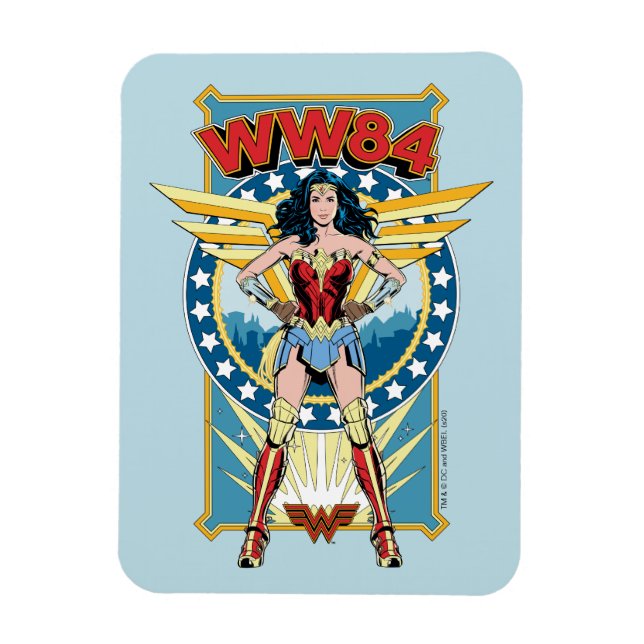 WW84 | Retro Comic Wonder Woman Character Badge Magnet (Vertical)