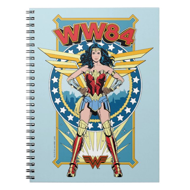 WW84 | Retro Comic Wonder Woman Character Badge Notebook (Front)