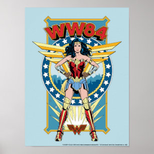 WW84   Retro Comic Wonder Woman Character Badge Poster