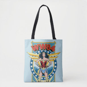 WW84 Retro Comic Wonder Woman Character Badge Tote Bag