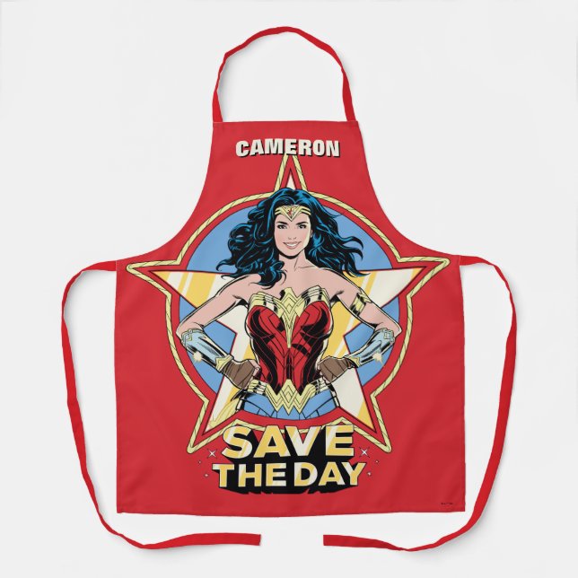 WW84 | Save The Day Wonder Woman Retro Comic Art Apron (Front)