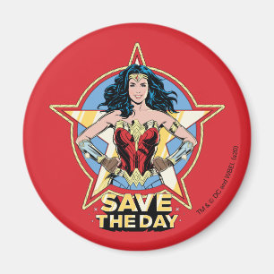 WW84 Save The Day Wonder Woman Retro Comic Art Magnet