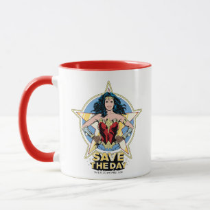 WW84   Save The Day Wonder Woman Retro Comic Art Mug