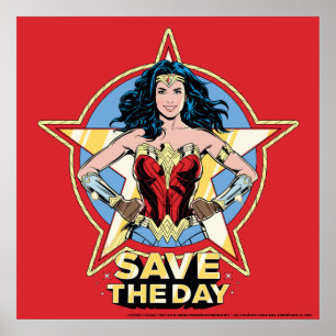 WW84 Save The Day Wonder Woman Retro Comic Art Poster