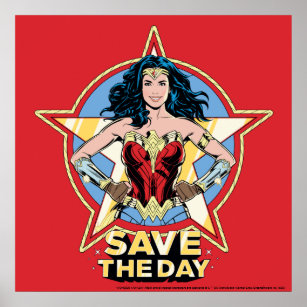 WW84   Save The Day Wonder Woman Retro Comic Art Poster