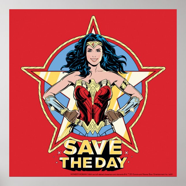 WW84 | Save The Day Wonder Woman Retro Comic Art Poster (Front)
