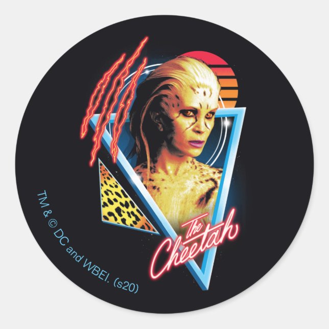 WW84 | The Cheetah Retrowave Character Badge Classic Round Sticker (Front)