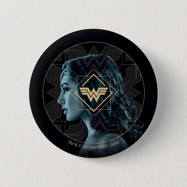 WW84 | Wonder Woman Logo Patterned Portrait 6 Cm Round Badge (Front)