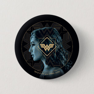 WW84   Wonder Woman Logo Patterned Portrait 6 Cm Round Badge