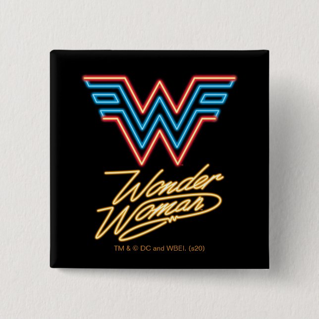 WW84 | Wonder Woman Neon Light Logo 15 Cm Square Badge (Front)