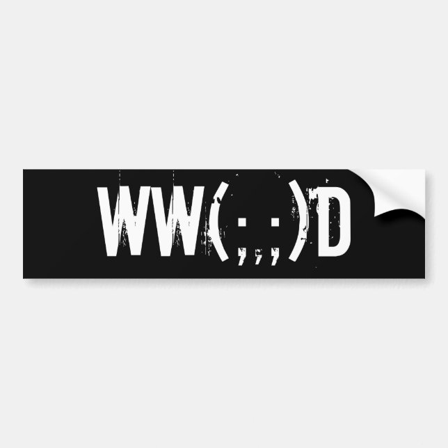 WW(;,;)D Cthulhu bumper sticker W on B Text (Front)