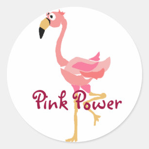 WW- Funny Flamingo Primitive Art Cartoon Classic Round Sticker