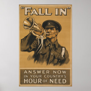 WW I Bugle Call ~Fall In Poster