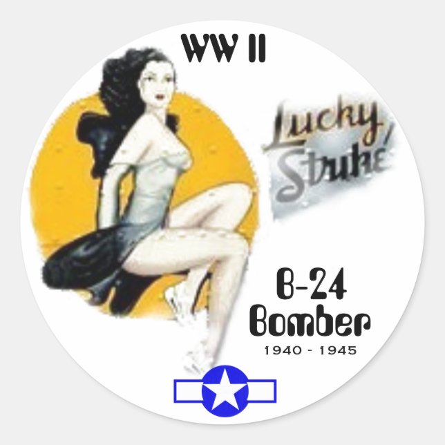 WW II B-24 Nose Art Classic Round Sticker (Front)