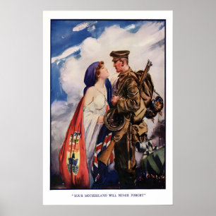 WWI British Patriotism Your motherland will never Poster