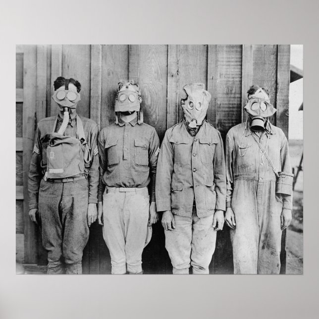 WWI Era Gas Masks, 1917. Vintage Photo Poster (Front)