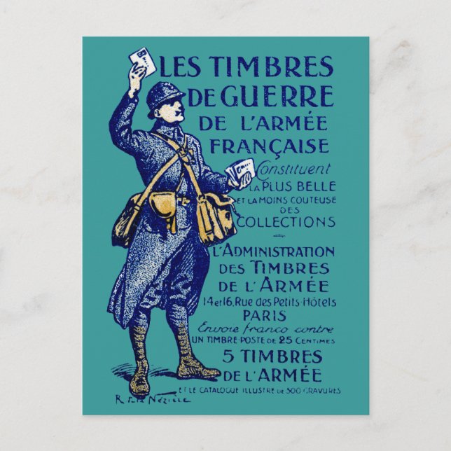 WWI French War Stamps Postcard (Front)