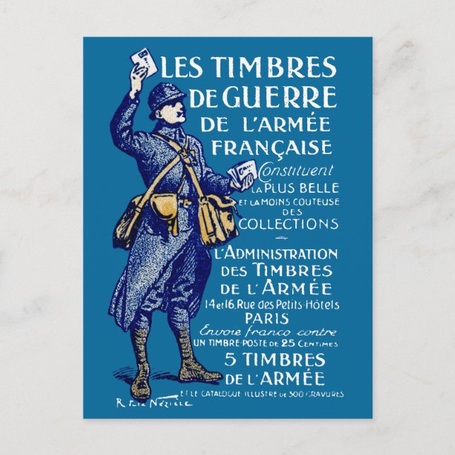 WWI French War Stamps Postcard (Front)
