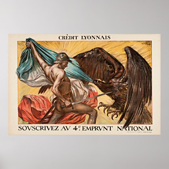 WWI Hero vs Eagle Vintage Poster (Front)